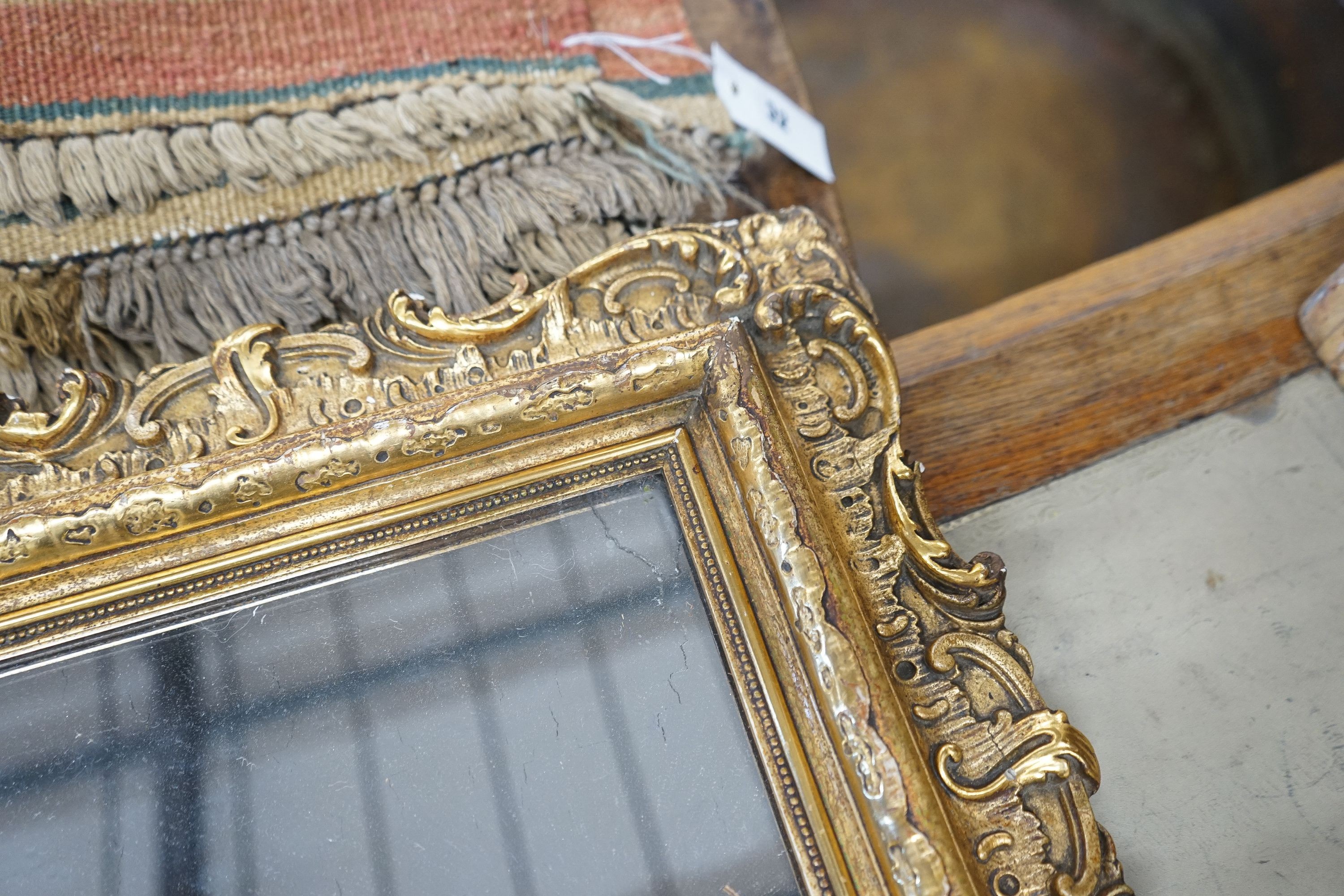 A Victorian style rectangular gilt framed wall mirror, width 51cm, height 60cm